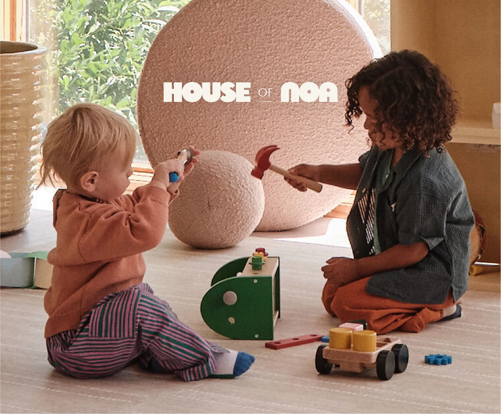 Child playing with building blocks