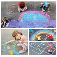 Jarmelo Washable Sidewalk Chalk - 24 Colors Kit with 2 Holders — product thumbnail for children creative art and education