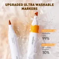 Jarmelo Washable Dual Tip Markers (Chisel and Brush Tip) — product thumbnail for children creative art and education