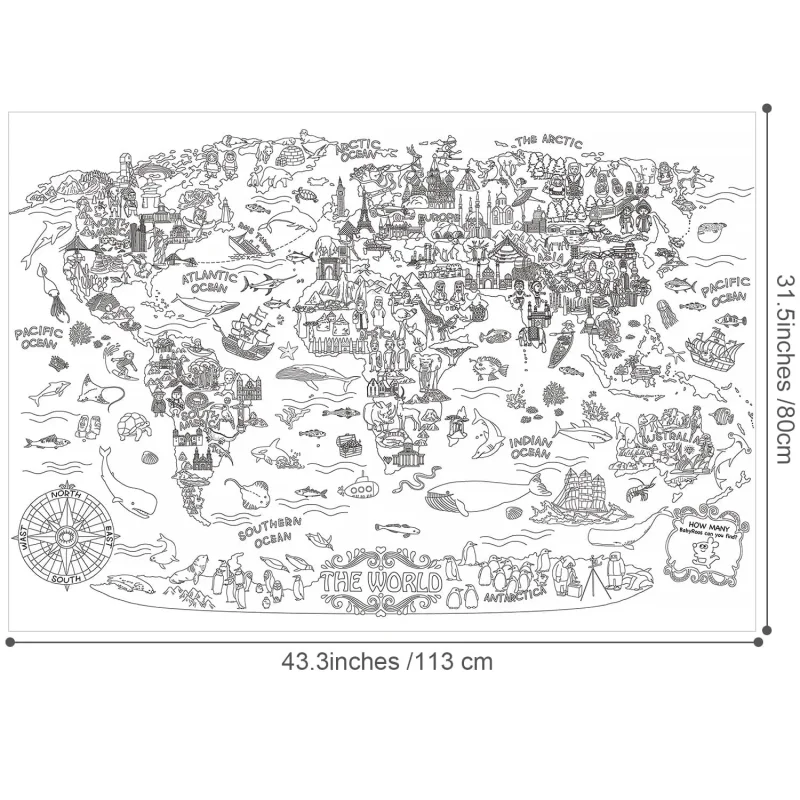 Jarmelo Super Painter Giant Coloring Poster Pads -The World — children art supplies product image for children creative art and education