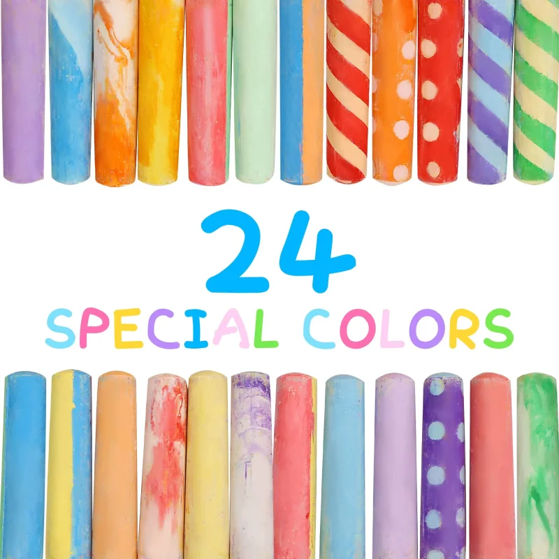 Jarmelo Washable Sidewalk Chalk - 24 Colors Kit with 2 Holders — children art supplies product image for children creative art and education