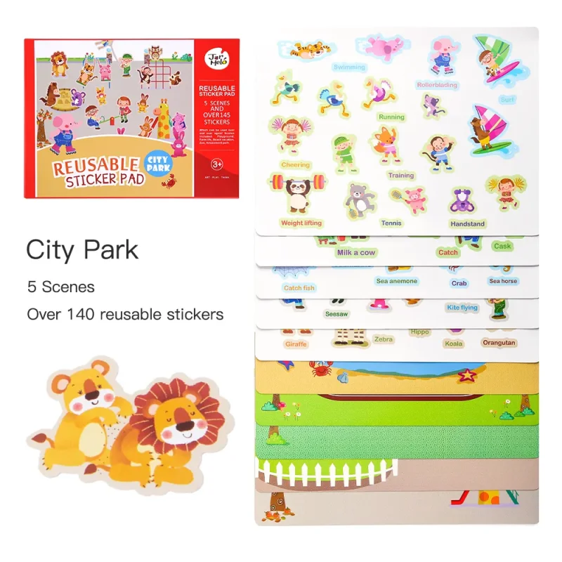 Jarmelo Reusable Sticker-City Park — children art supplies product image for children creative art and education