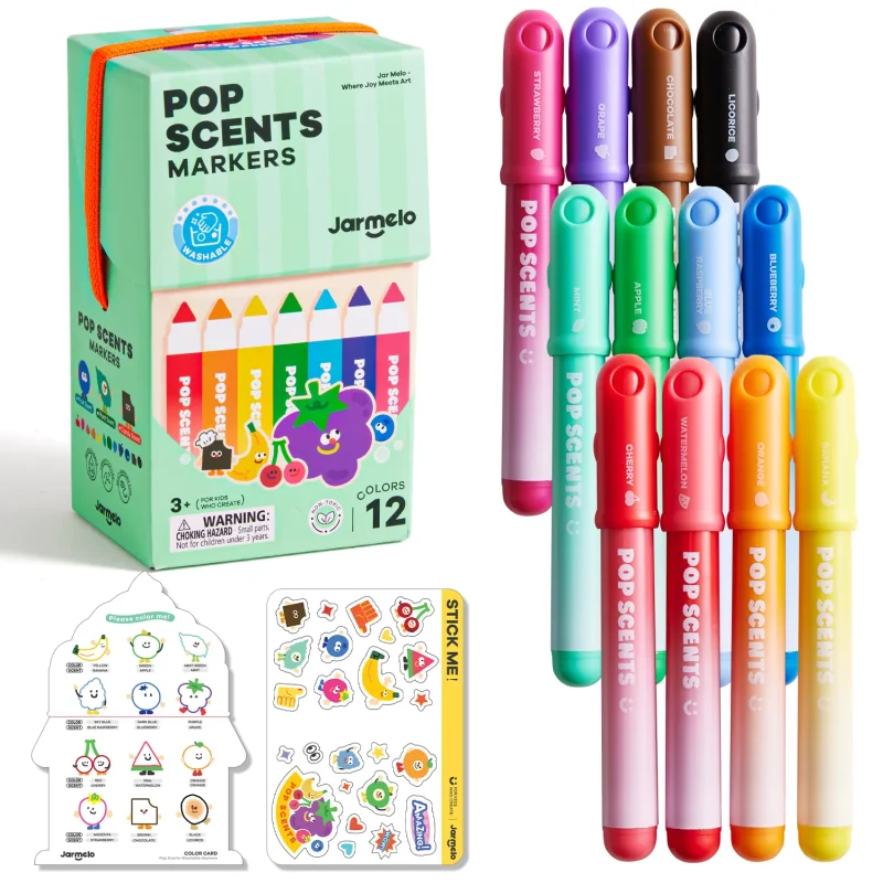 Jarmelo Pop Scents Markers-12Colors — children art supplies product image for children creative art and education